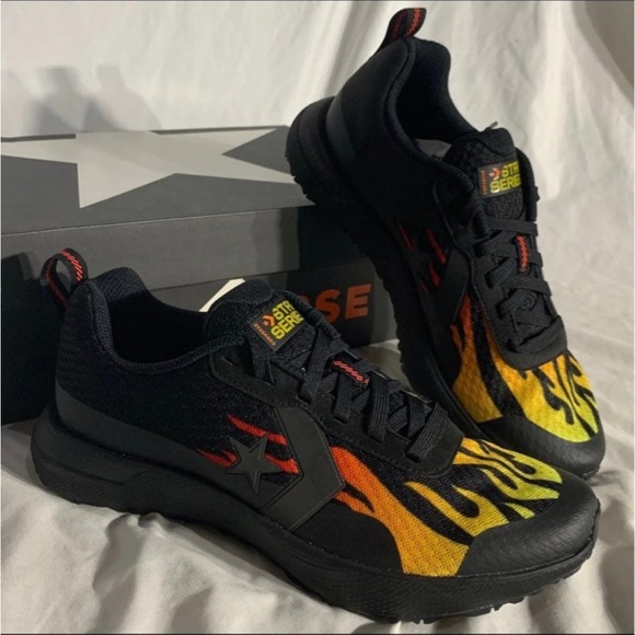 Converse Star Series RN OX Black Flames Shoes Mens - Picture 3 of 6